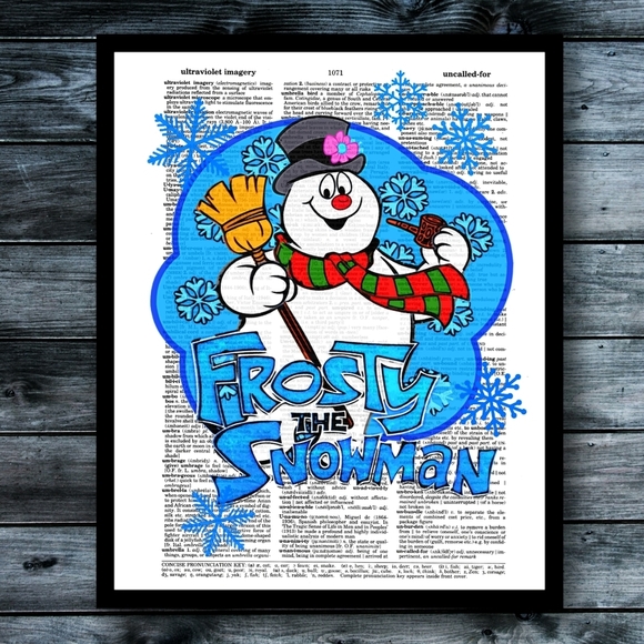 Frosty the Snowman Retro Christmas Vintage Dictionary Art Print - Picture 1 of 5